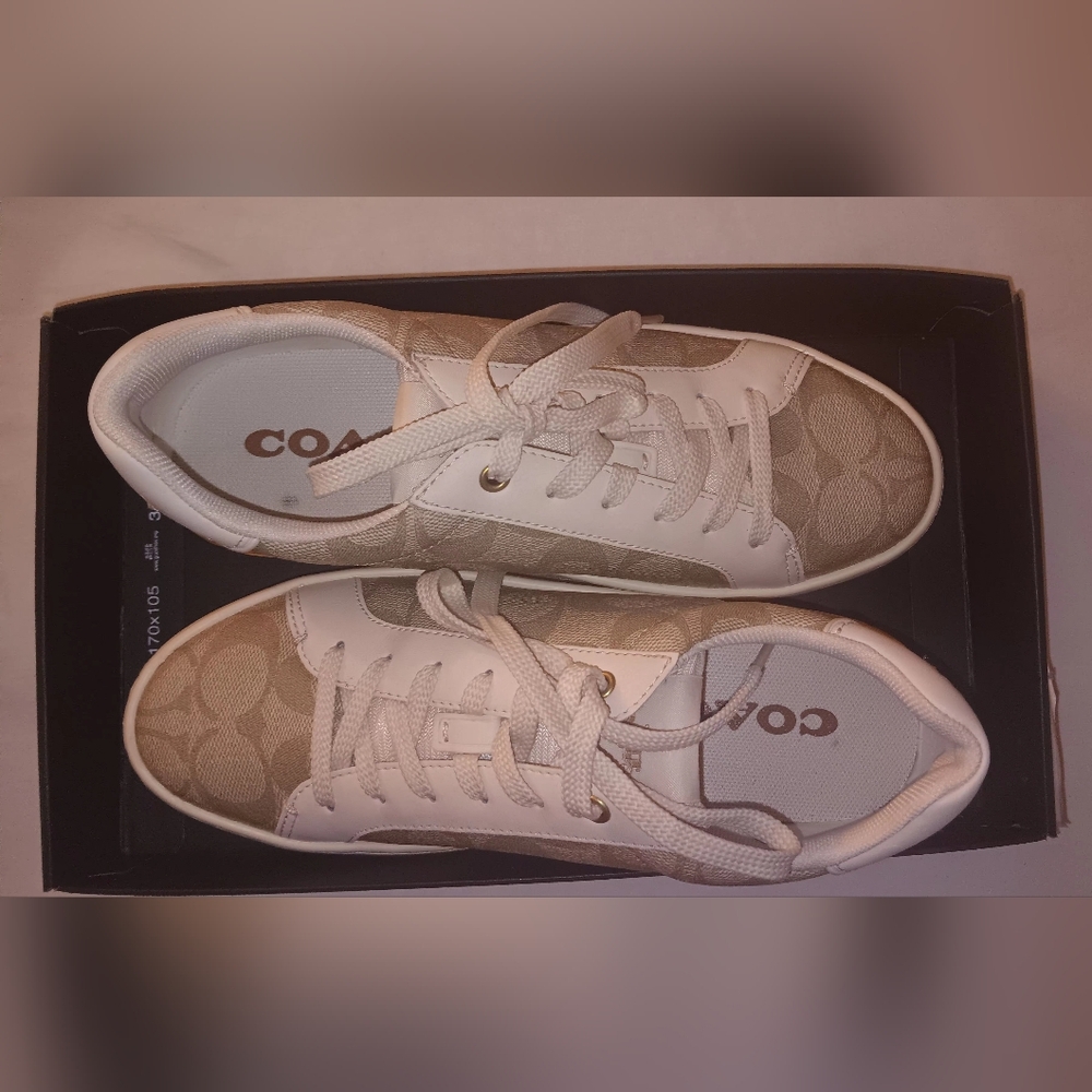 coach light kaki chalk low top sneakers